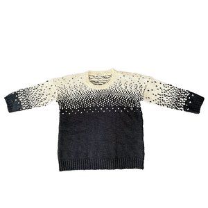 Madewell Black & Cream Apres Ski Sweater 3/4 Sleeve Size Small Cropped Sleeve